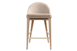 Miliboo Skandinavische Barhocker aus beigem Stoff und massiver Esche H66 cm (2er-Pack) DALIA* Barhocker
