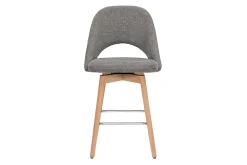 Miliboo Skandinavische Barhocker aus grauem Stoff mit Samteffekt und massivem Hevea H65 cm (2er-Set) COSETTE* Barhocker