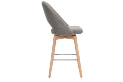 Miliboo Skandinavische Barhocker aus grauem Stoff mit Samteffekt und massivem Hevea H65 cm (2er-Set) COSETTE* Barhocker