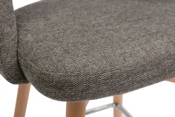 Miliboo Skandinavische Barhocker aus grauem Stoff mit Samteffekt und massivem Hevea H65 cm (2er-Set) COSETTE* Barhocker