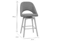 Miliboo Skandinavische Barhocker aus grauem Stoff mit Samteffekt und massivem Hevea H65 cm (2er-Set) COSETTE* Barhocker