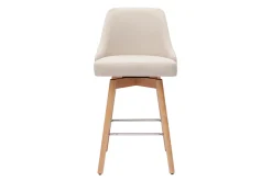 Miliboo Skandinavische Barhocker aus beigem Stoff und massivem Buchenholz H65 cm (2er-Pack) HASTA* Barhocker