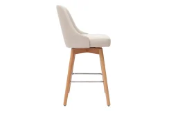 Miliboo Skandinavische Barhocker aus beigem Stoff und massivem Buchenholz H65 cm (2er-Pack) HASTA* Barhocker