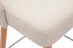 Miliboo Skandinavische Barhocker aus beigem Stoff und massivem Buchenholz H65 cm (2er-Pack) HASTA* Barhocker