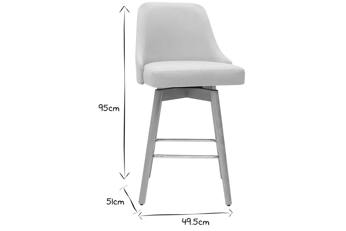 Miliboo Skandinavische Barhocker aus beigem Stoff und massivem Buchenholz H65 cm (2er-Pack) HASTA* Barhocker