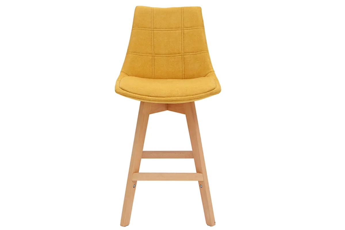 Miliboo Skandinavische Barhocker Samteffekt in senfgelb 65 cm (2er-Satz) MATILDE* Barhocker