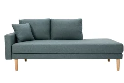 Miliboo Skandinavische Chaiselongue aus graugrünem Stoff und hellem Massivholz B190 cm BERTILLE* Design-sofas