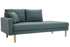 Miliboo Skandinavische Chaiselongue aus graugrünem Stoff und hellem Massivholz B190 cm BERTILLE* Design-sofas