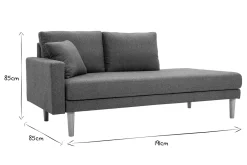 Miliboo Skandinavische Chaiselongue aus graugrünem Stoff und hellem Massivholz B190 cm BERTILLE* Design-sofas