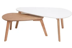 Miliboo Skandinavische Eiche und weiße Couchtische (2er-Set) ARTIK* Couchtische
