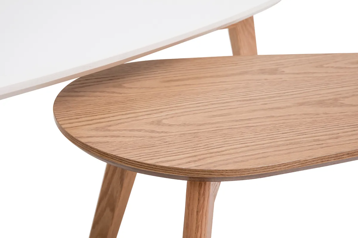 Miliboo Skandinavische Eiche und weiße Couchtische (2er-Set) ARTIK* Couchtische
