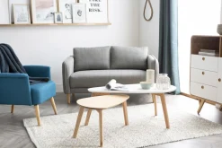 Miliboo Skandinavische Eiche und weiße Couchtische (2er-Set) ARTIK* Couchtische