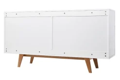 Miliboo Skandinavische Kommode Weiß glänzend und Esche 6 Schubladen MELKA* Kommoden|Kommoden