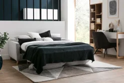 Miliboo Skandinavische Schlafcouch kumingelb mit Matratze Dicke 10 cm 3-Sitzer PAPEL* Schlafsofas