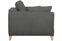Miliboo Skandinavische Schlafcouch aus anthrazitgrauem Stoff und hellem Holz mit Matratze Dicke 10cm 3-Sitzer PAPEL* Schlafsofas