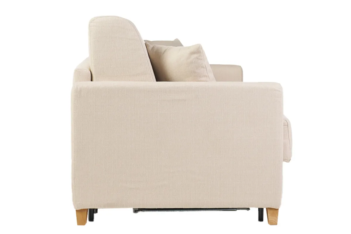 Miliboo Skandinavische Schlafcouch beige mit Matratze 18 cm 3-Sitzer SKANDY* Schlafsofas