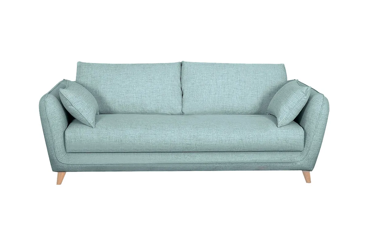 Miliboo Skandinavische Schlafcouch eisblau mit Matratze D10 cm 3-Sitzer CREEP* Schlafsofas
