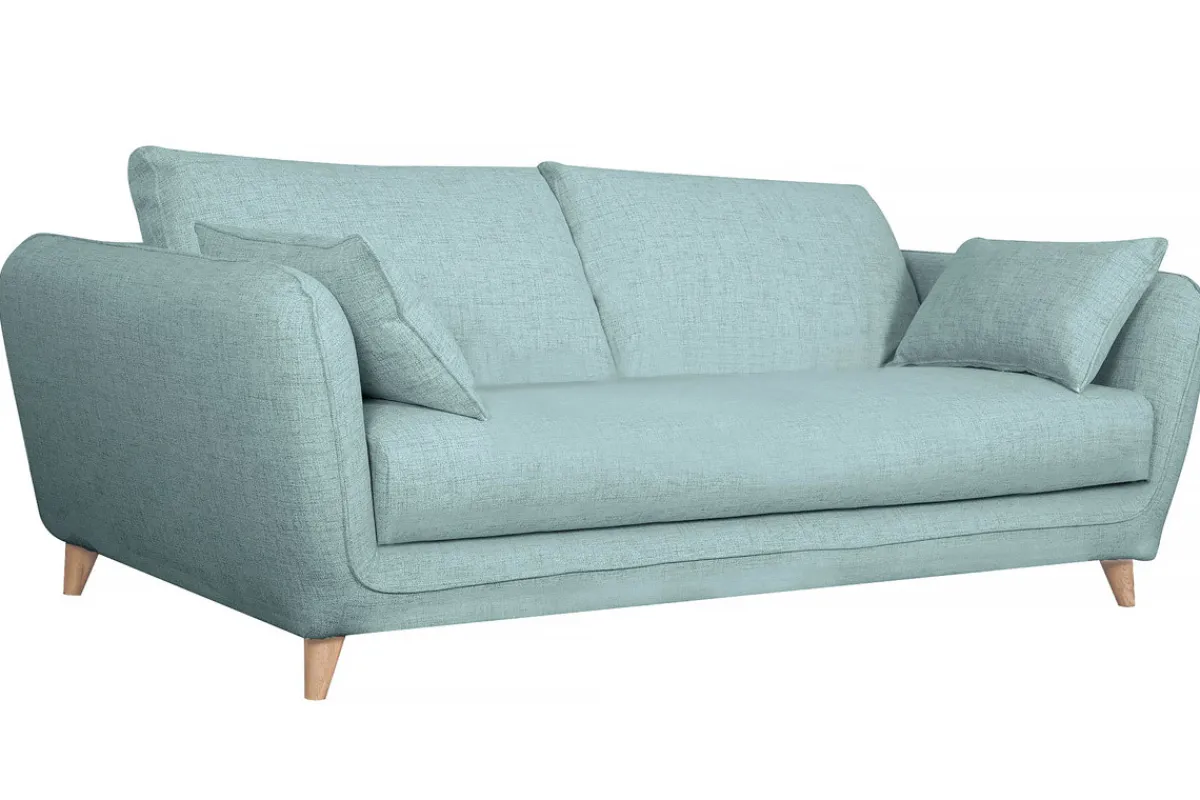 Miliboo Skandinavische Schlafcouch eisblau mit Matratze D10 cm 3-Sitzer CREEP* Schlafsofas