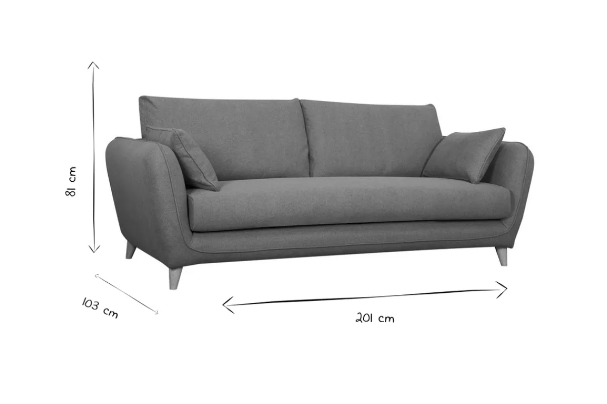 Miliboo Skandinavische Schlafcouch eisblau mit Matratze D10 cm 3-Sitzer CREEP* Schlafsofas