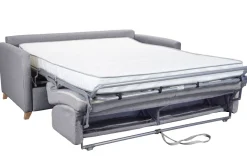 Miliboo Skandinavische Schlafcouch hellgrau mit Matratze 18 cm 3-Sitzer SKANDY* Schlafsofas