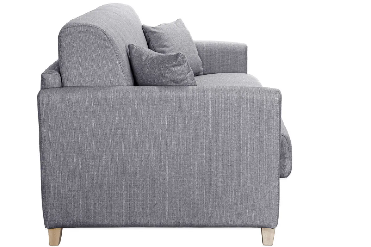Miliboo Skandinavische Schlafcouch hellgrau mit Matratze 18 cm 3-Sitzer SKANDY* Schlafsofas