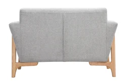 Miliboo Skandinavische Sessel aus hellgrauem Stoff mit Samteffekt und Eschenholz ASAKO* Design-sessel|Sessel