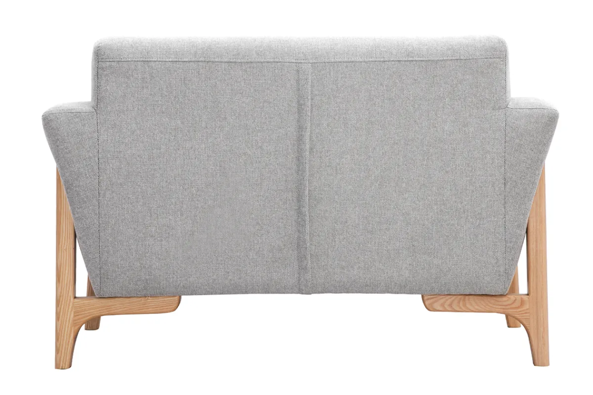 Miliboo Skandinavische Sessel aus hellgrauem Stoff mit Samteffekt und Eschenholz ASAKO* Design-sessel|Sessel