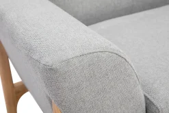 Miliboo Skandinavische Sessel aus hellgrauem Stoff mit Samteffekt und Eschenholz ASAKO* Design-sessel|Sessel
