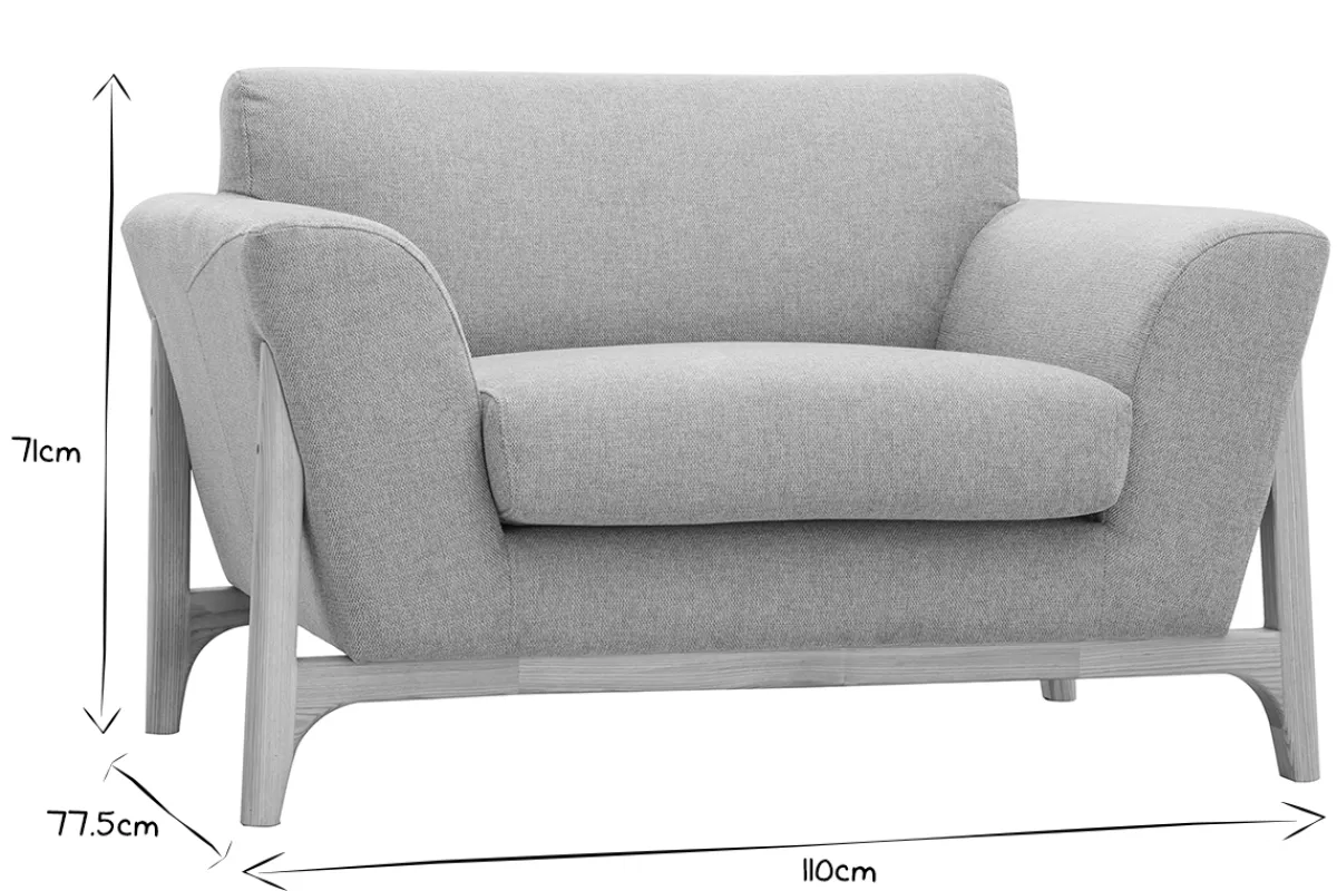 Miliboo Skandinavische Sessel aus hellgrauem Stoff mit Samteffekt und Eschenholz ASAKO* Design-sessel|Sessel