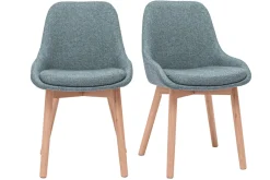 Miliboo Skandinavische Stühle aus graugrünem Stoff und hellem Massivholz (2er-Set) HOLO* Design-stühle
