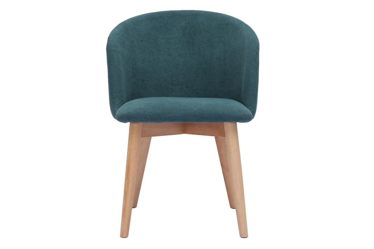 Miliboo Skandinavische Stühle aus entenblauem Stoff mit Samteffekt und hellem Massivholz (2er-Set) VANITY* Design-stühle