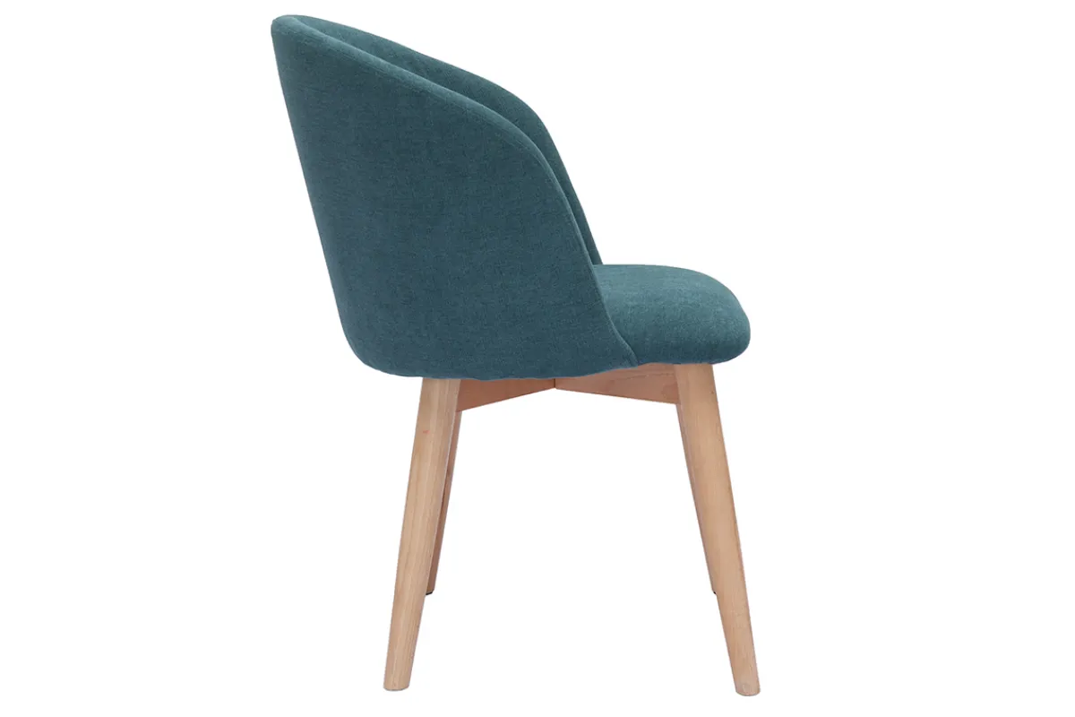 Miliboo Skandinavische Stühle aus entenblauem Stoff mit Samteffekt und hellem Massivholz (2er-Set) VANITY* Design-stühle