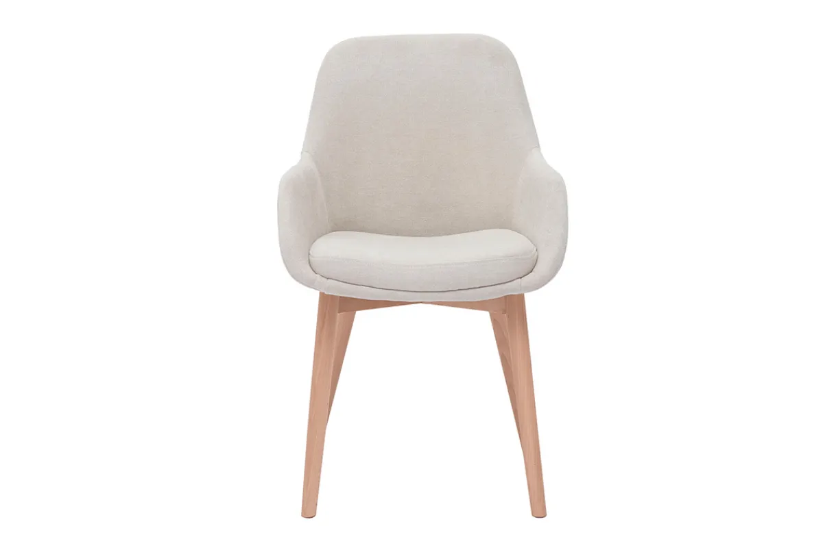 Miliboo Skandinavische Stühle aus beigem Stoff mit Samteffekt und helles Massivholz (2er-Set) HOLO* Design-stühle