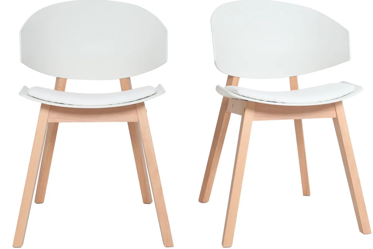 Miliboo Skandinavische Stühle aus weißem und hellem Holz (2er-Set) BOLEM* Design-stühle