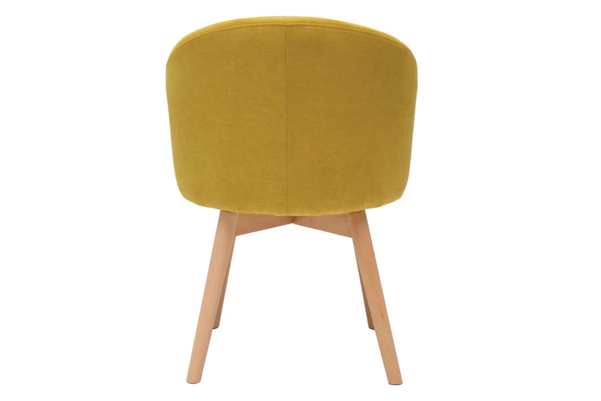 Miliboo Skandinavische Stühle aus senfgelbem Stoff mit Samteffekt und massivem Buchenholz (2er-Set) VANITY* Design-stühle