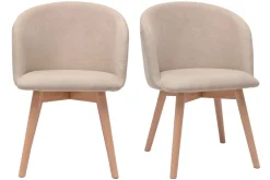 Miliboo Skandinavische Stühle aus beigem Stoff mit Samteffekt und massivem Buchenholz (2er-Set) VANITY* Design-stühle