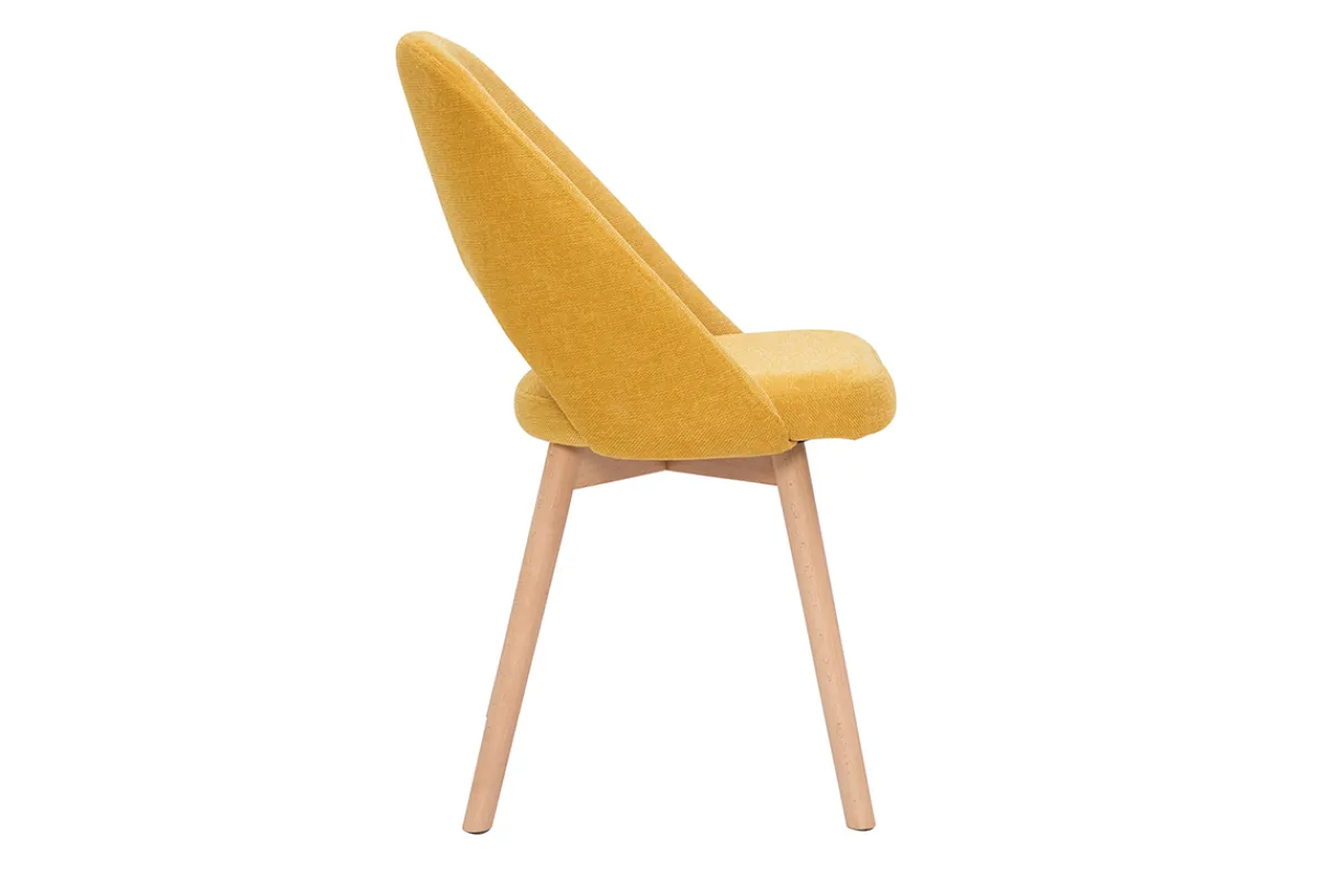 Miliboo Skandinavische Stühle aus senfgelbem Stoff mit Samteffekt und massivem Buchenholz (2er-Set) COSETTE* Design-stühle