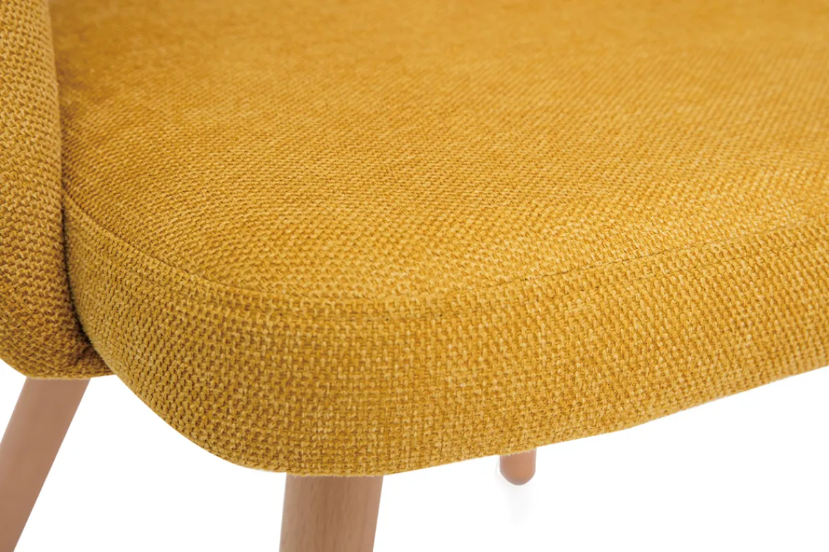 Miliboo Skandinavische Stühle aus senfgelbem Stoff mit Samteffekt und massivem Buchenholz (2er-Set) COSETTE* Design-stühle