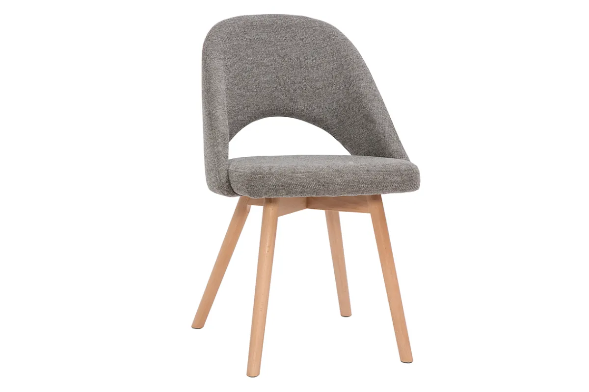 Miliboo Skandinavische Stühle aus grauen Stoff mit Samteffekt und massivem Buchenholz (2er-Set) COSETTE* Design-stühle
