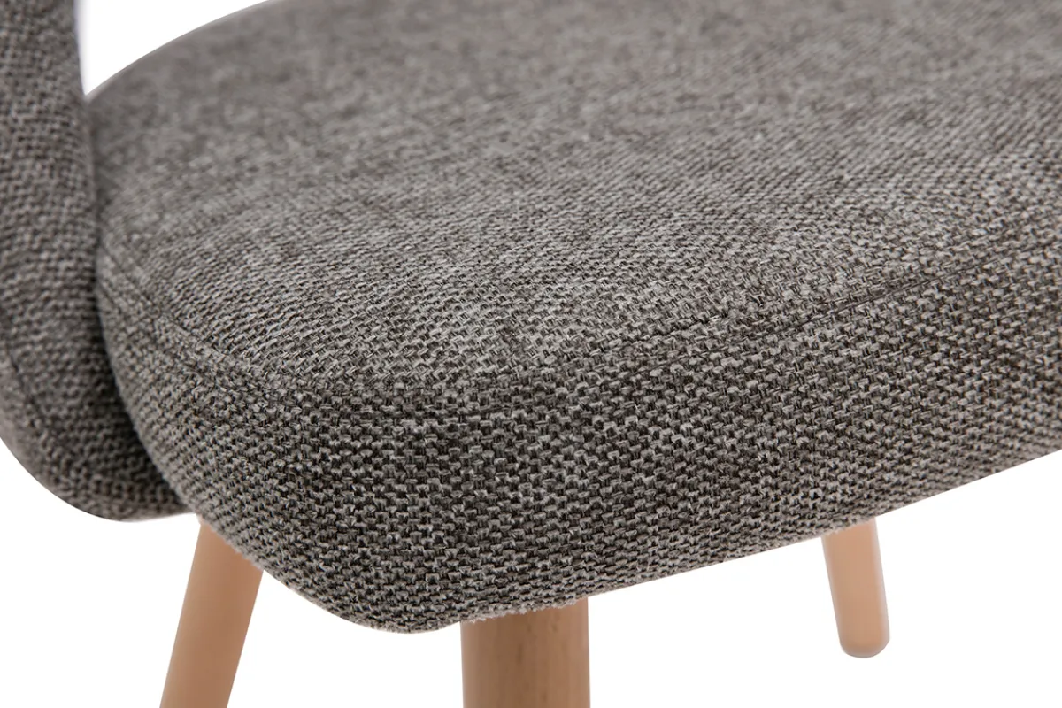 Miliboo Skandinavische Stühle aus grauen Stoff mit Samteffekt und massivem Buchenholz (2er-Set) COSETTE* Design-stühle