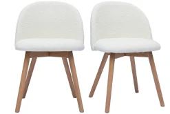 Miliboo Skandinavische Stühle aus Stoff mit Bouclé-Wolleffekt und hellem Massivholz (2er-Set) CELESTE* Design-stühle