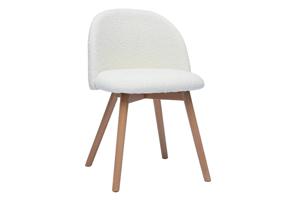 Miliboo Skandinavische Stühle aus Stoff mit Bouclé-Wolleffekt und hellem Massivholz (2er-Set) CELESTE* Design-stühle