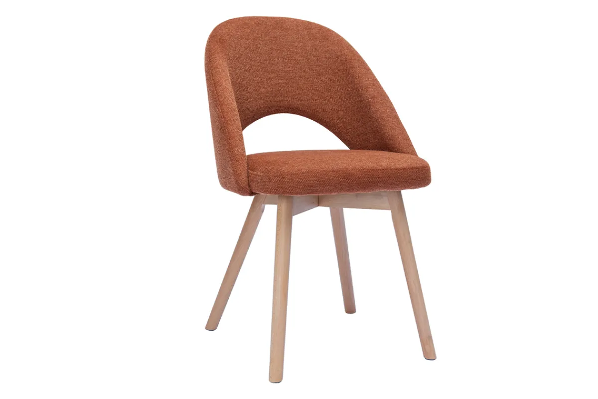 Miliboo Skandinavische Stühle aus Stoff mit strukturiertem Samteffekt in Rostbraun und hellem Holz (2er-Set) COSETTE* Design-stühle