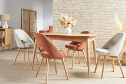 Miliboo Skandinavische Stühle aus Stoff mit strukturiertem Samteffekt in Rostbraun und hellem Holz (2er-Set) COSETTE* Design-stühle