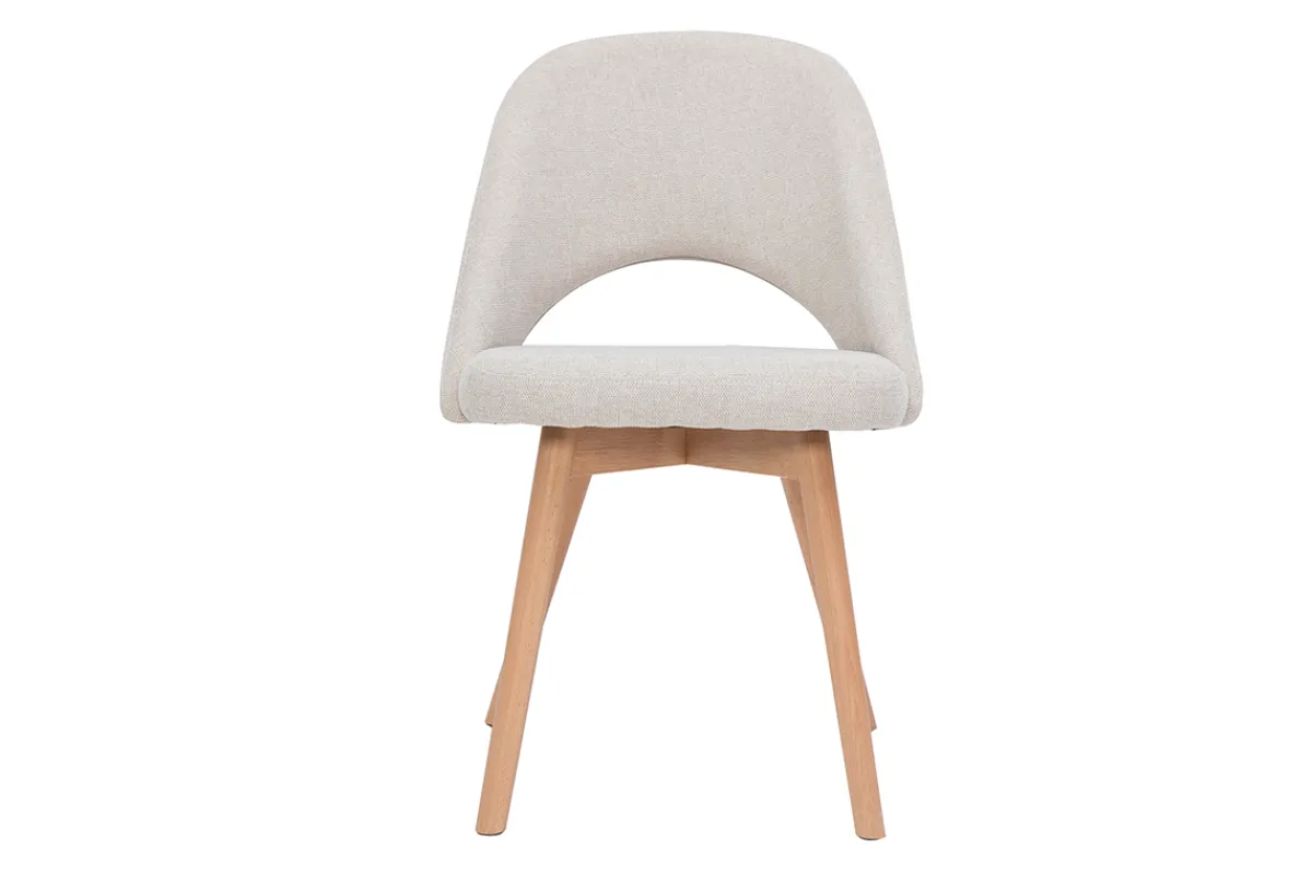 Miliboo Skandinavische Stühle aus beigem Stoff mit Samteffekt und massivem Buchenholz (2er-Set) COSETTE* Design-stühle