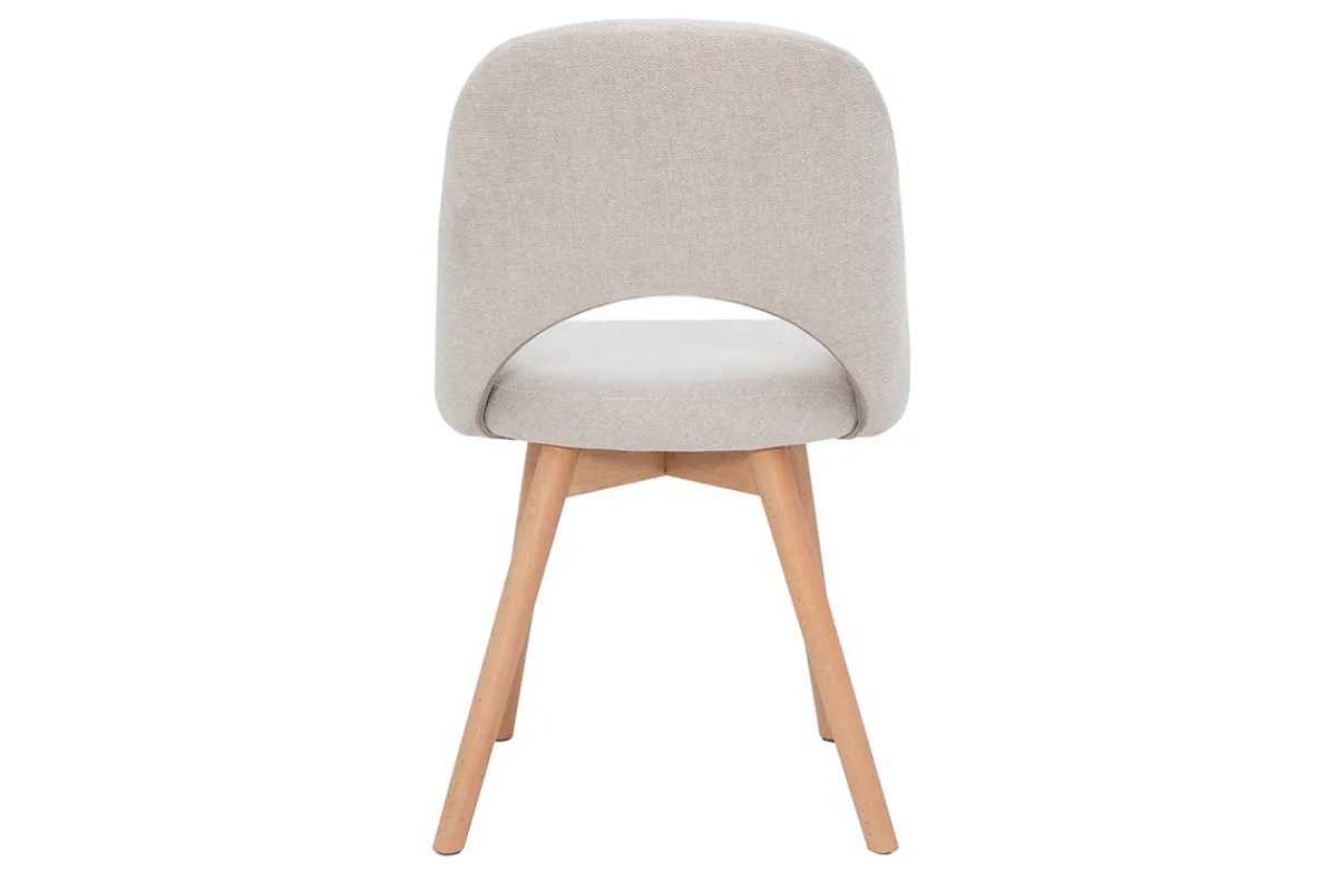 Miliboo Skandinavische Stühle aus beigem Stoff mit Samteffekt und massivem Buchenholz (2er-Set) COSETTE* Design-stühle