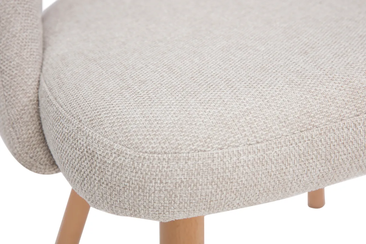 Miliboo Skandinavische Stühle aus beigem Stoff mit Samteffekt und massivem Buchenholz (2er-Set) COSETTE* Design-stühle
