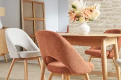 Miliboo Skandinavische Stühle aus beigem Stoff mit Samteffekt und massivem Buchenholz (2er-Set) COSETTE* Design-stühle