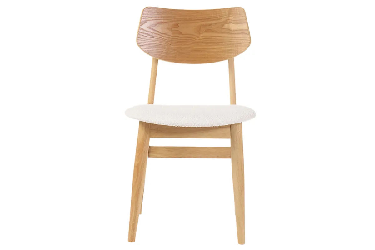 Miliboo Skandinavische Stühle aus Stoff mit Bouclé-Wolleffekt und hellem Holz (2er-Set) ELION* Design-stühle