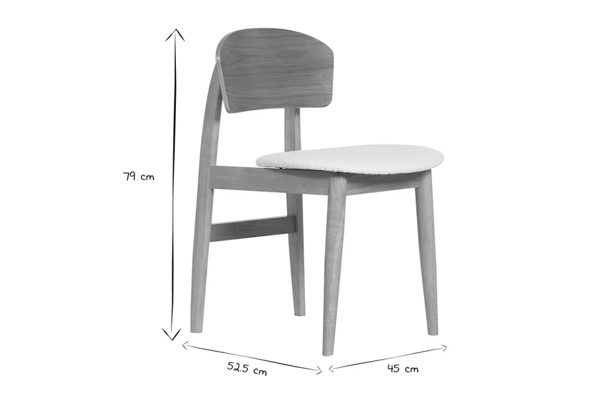 Miliboo Skandinavische Stühle aus Stoff mit Bouclé-Wolleffekt und hellem Holz (2er-Set) ELION* Design-stühle